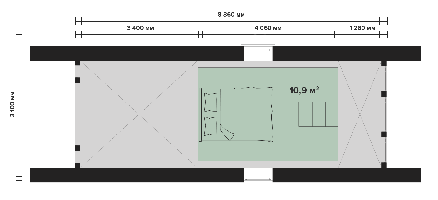 A-Frame A60 Haus - Grundriss Dachboden