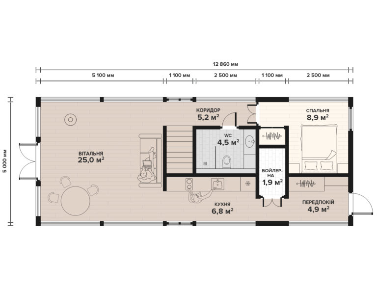 A-Frame A110 Haus - Grundriss 1. Stock