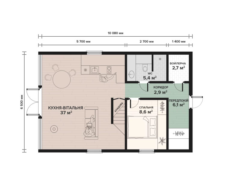 A-Frame A77 Haus - Grundriss 1. Stock