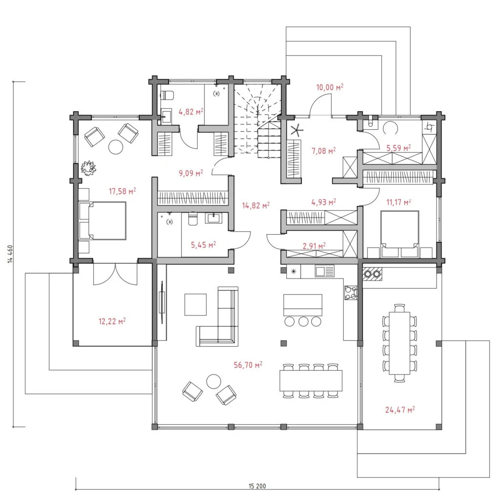 Blockhaus Delia Leimholz - Grundriss Erdgeschoss