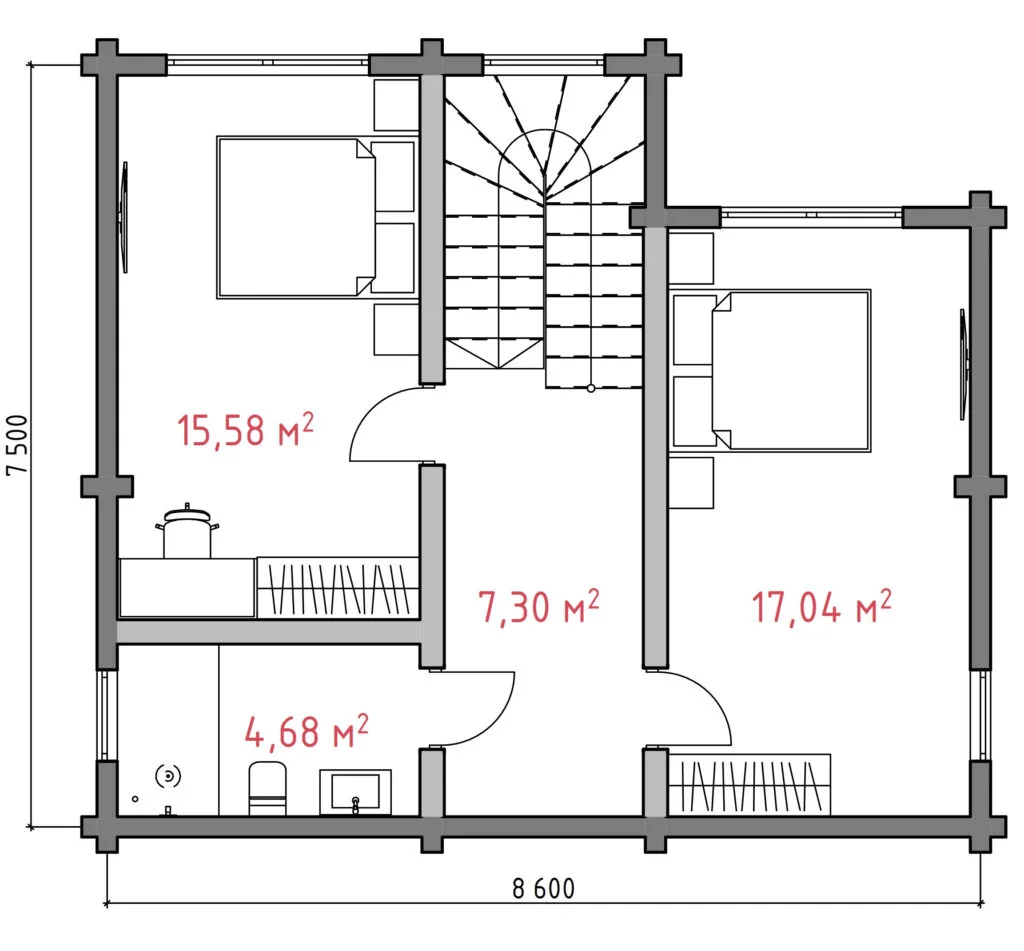 Blockhaus Delia Leimholz - Grundriss 2. Stock