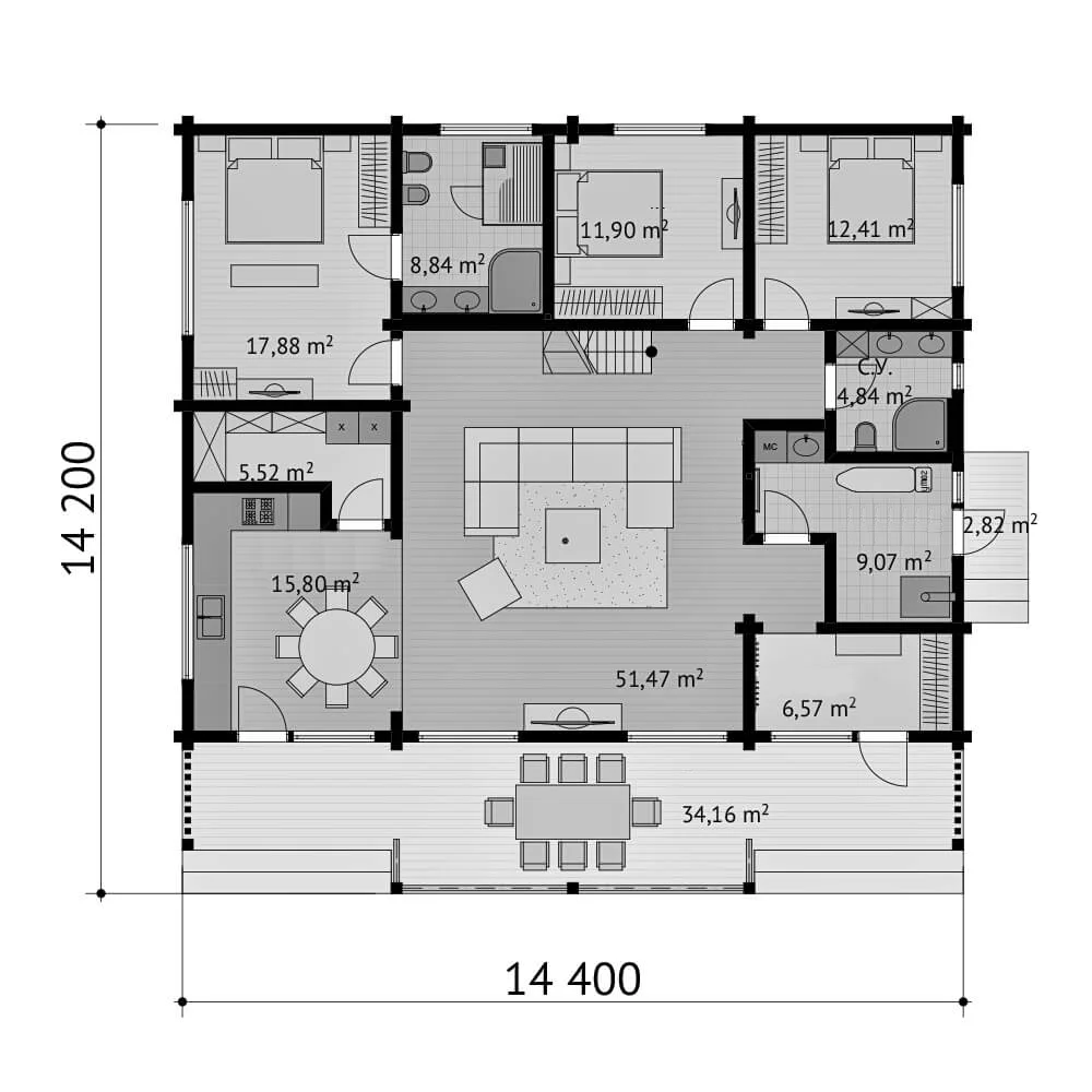 Blockhaus Karl Leimholz - Grundriss Erdgeschoss