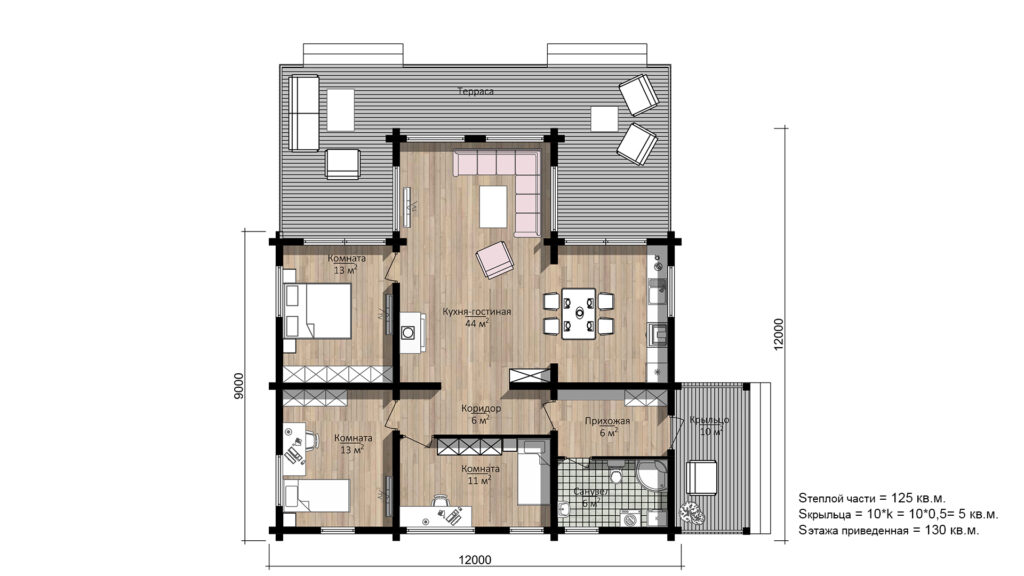CHALET 002 Leimholz Blockhaus - Grundriss Variante 2