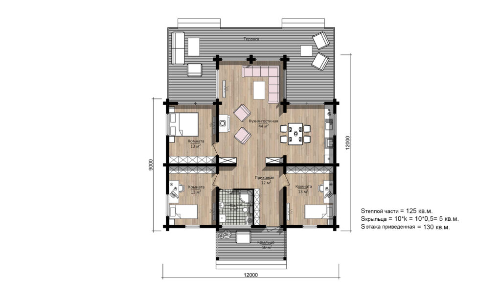 CHALET 002 Leimholz Blockhaus - Grundriss Variante 3