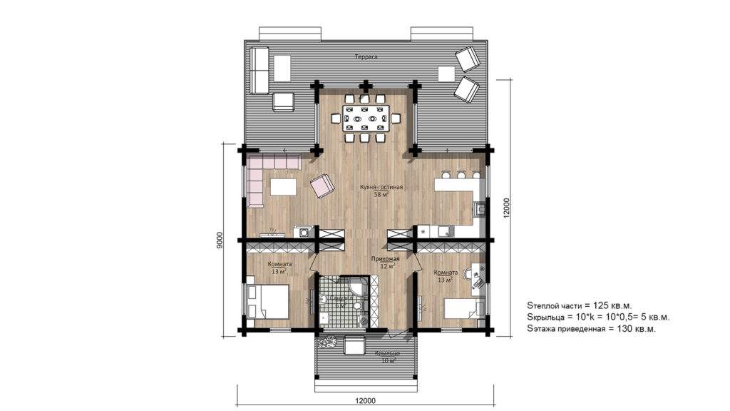 CHALET 002 Leimholz Blockhaus - Grundriss Variante 4