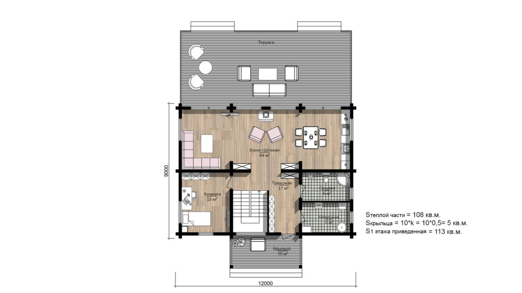 CHALET 180 Leimholz Blockhaus - Grundriss 2. Stock