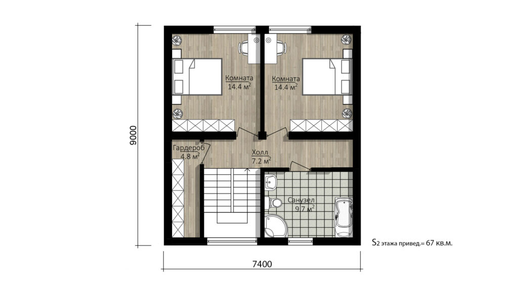 CHALET 180 Leimholz Blockhaus - Grundriss Variante 2
