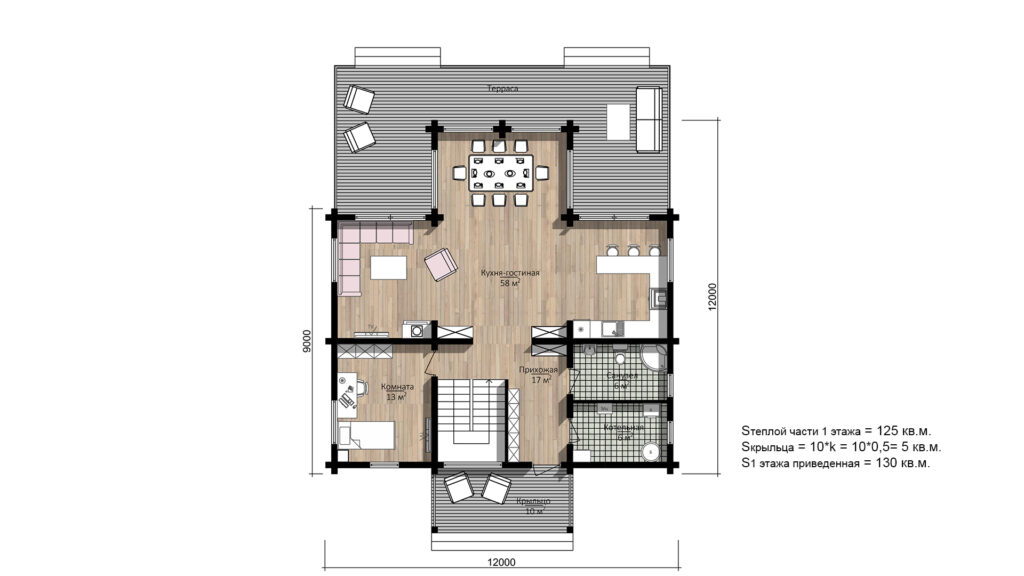 CHALET 188 Leimholz Blockhaus - Grundriss Variante 1