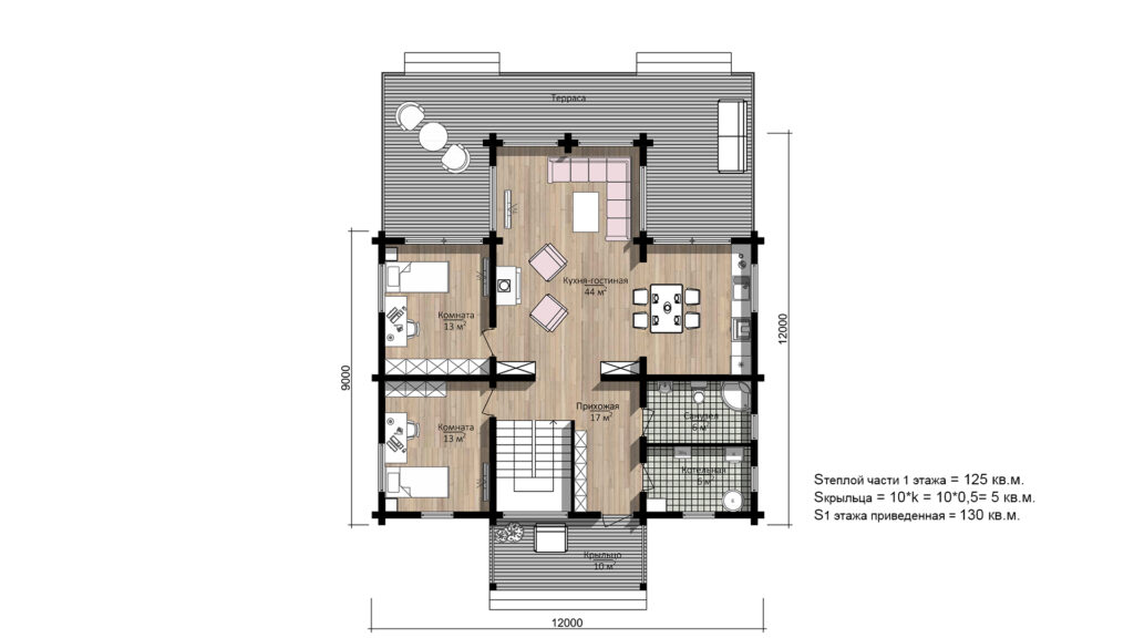 CHALET 188 Leimholz Blockhaus - Grundriss Variante 2