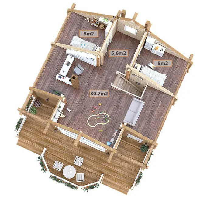 Haus Avksentiy Rundholz Blockhaus - Außenansicht 2