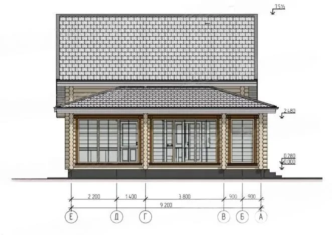Grand 163 Rundholz Blockhaus - Grundriss Skizze 3