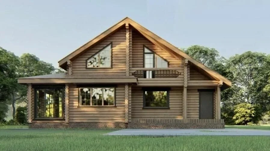 Grand 163 Rundholz Blockhaus - Außenansicht 2