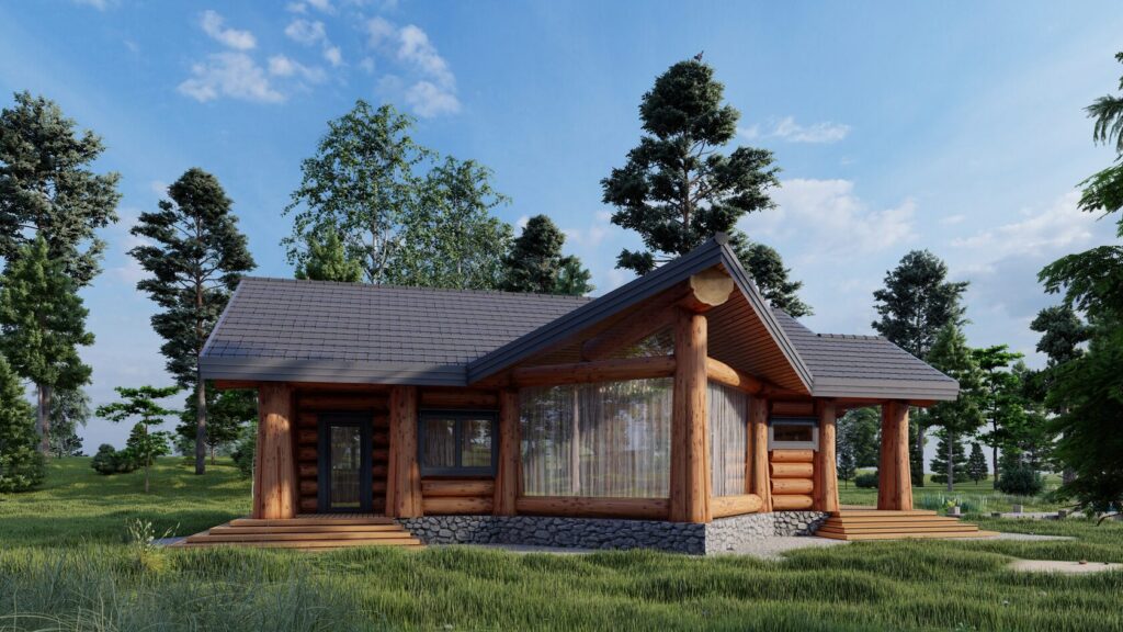 Blockhaus Yustina Naturstamm - Außenansicht 3