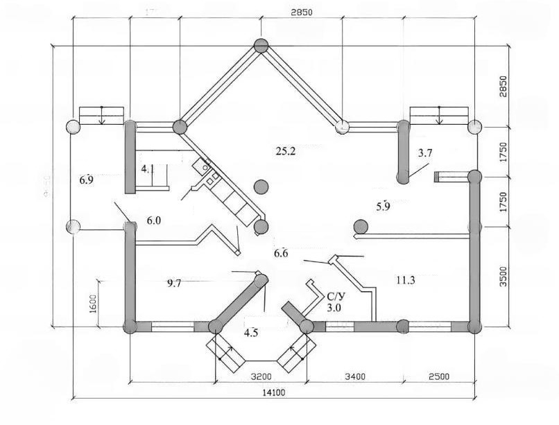 Blockhaus Yustina Naturstamm - Grundriss
