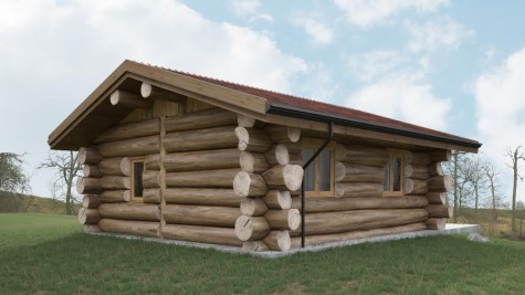 Saunahaus 04 aus Rundstämmen - Außenansicht 2