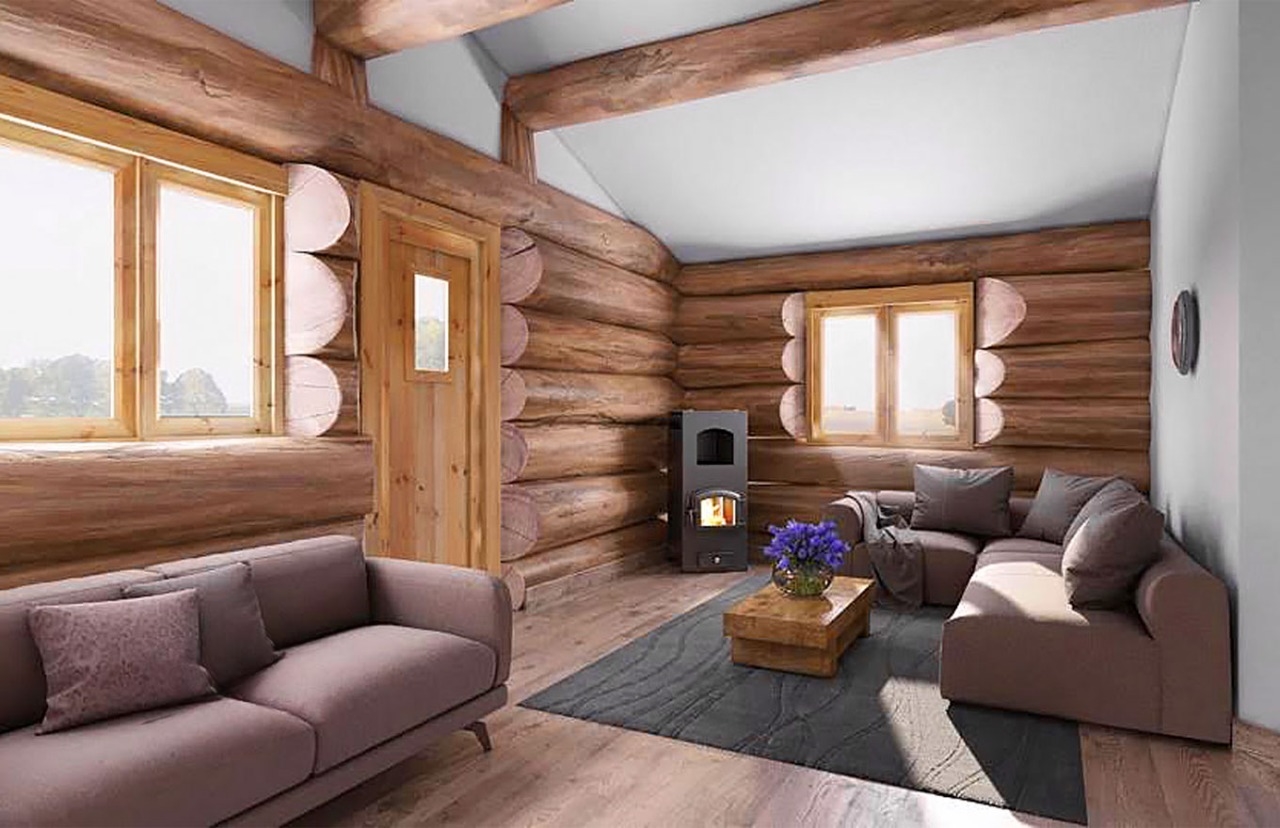 Saunahaus 04 aus Rundstämmen - Außenansicht 3