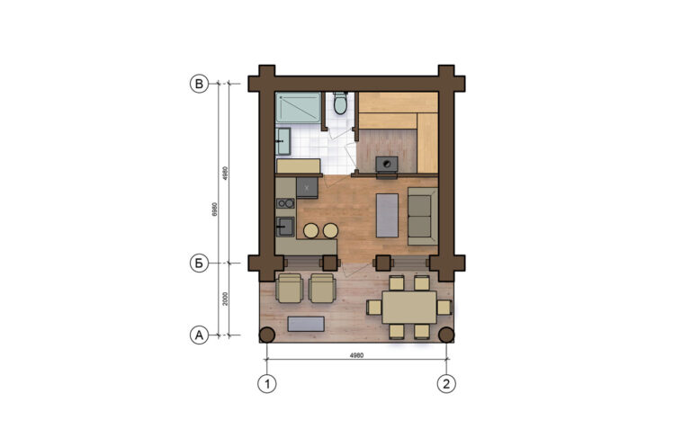 Saunahaus 05 aus Rundstämmen - Grundriss