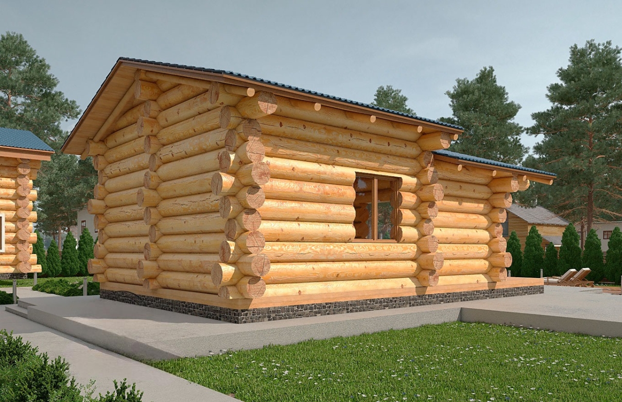 Saunahaus 06 aus Rundstämmen - Außenansicht 4