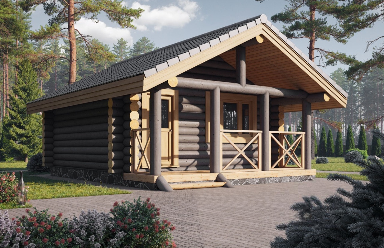 Saunahaus 07 aus Rundstämmen - Außenansicht