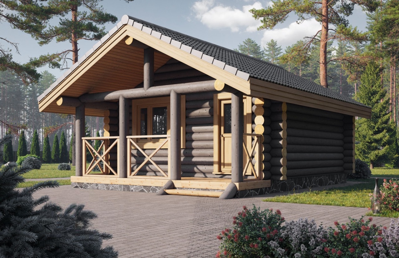 Saunahaus 07 aus Rundstämmen - Außenansicht 2