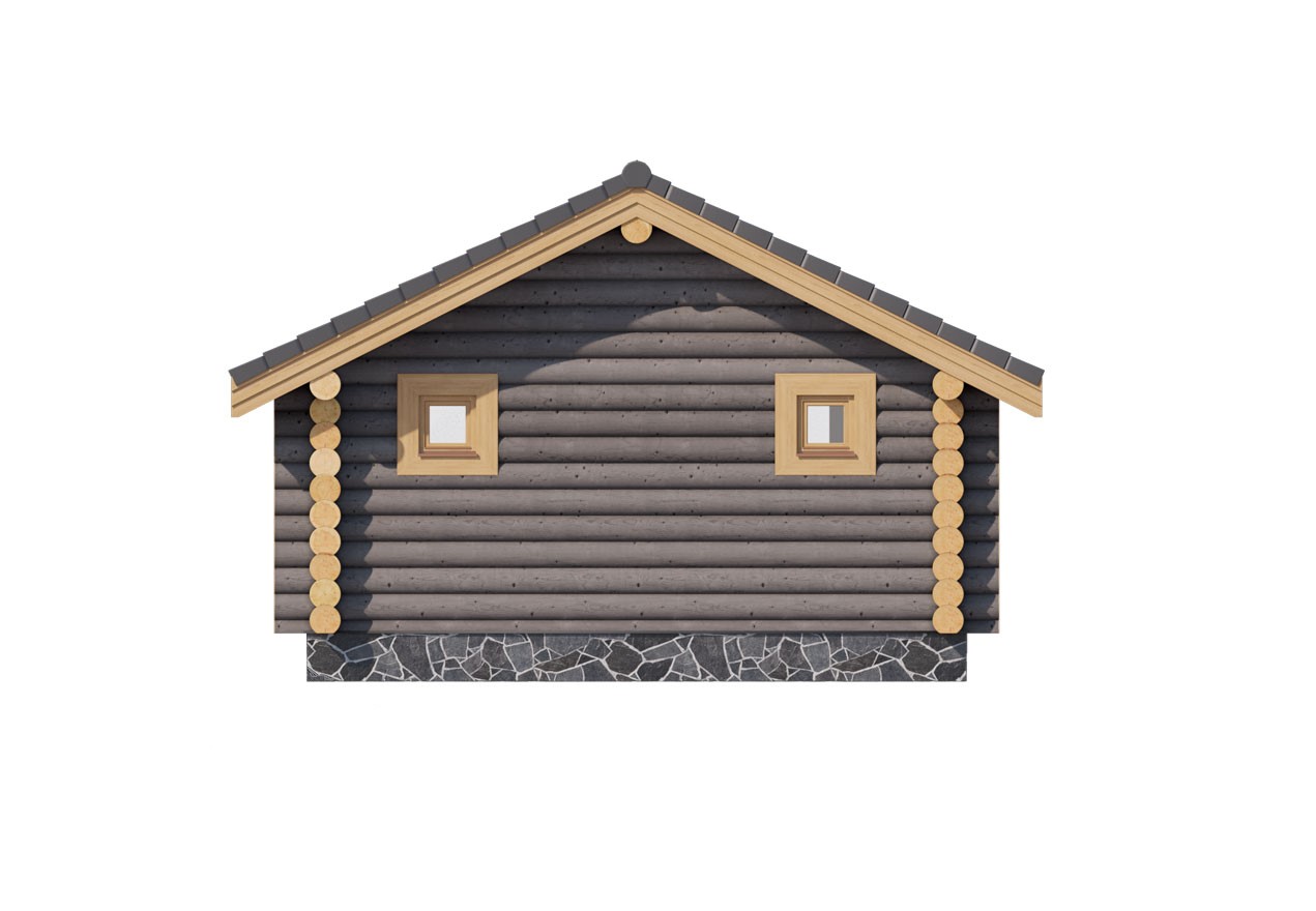 Saunahaus 07 aus Rundstämmen - Außenansicht 5