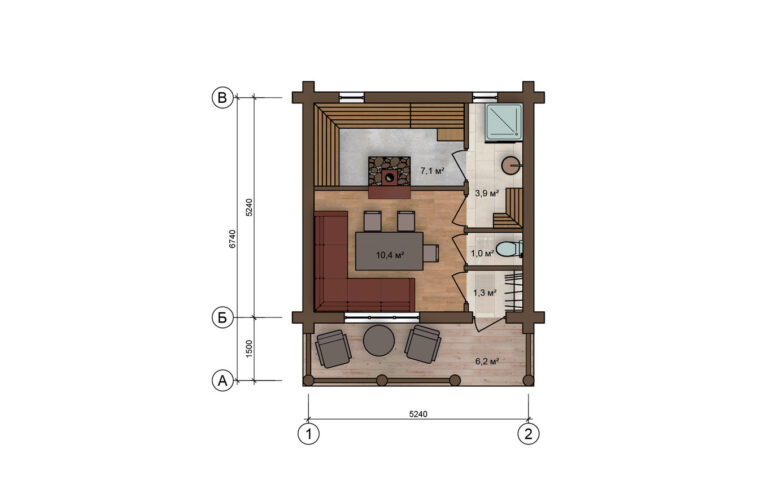 Saunahaus 07 aus Rundstämmen - Grundriss